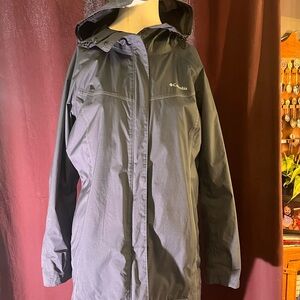Columbia Blue Hooded Rain Jacket